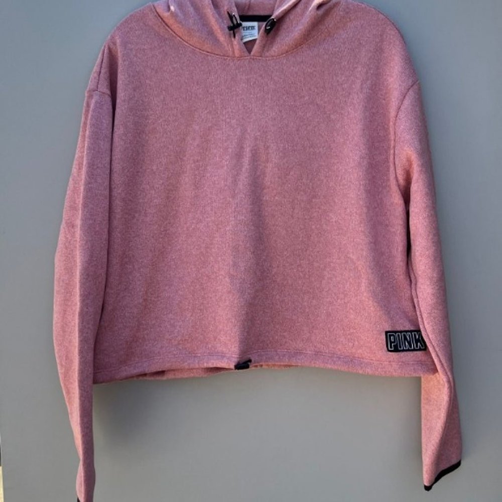 Pink Victoria’s Secret Pink Black Womens Cropped Hoodie Jacket Large